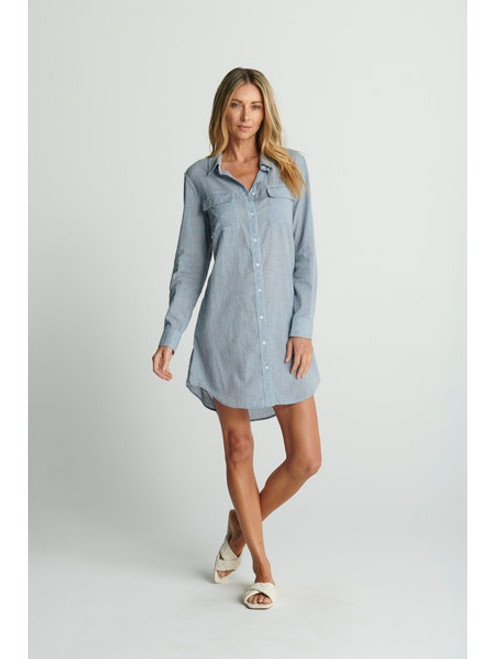 Flora Shirt Dress - Indigo