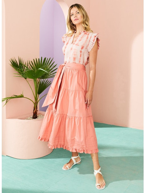 Iris Midi Skirt - Salmon Iris Midi Skirt - Salmon