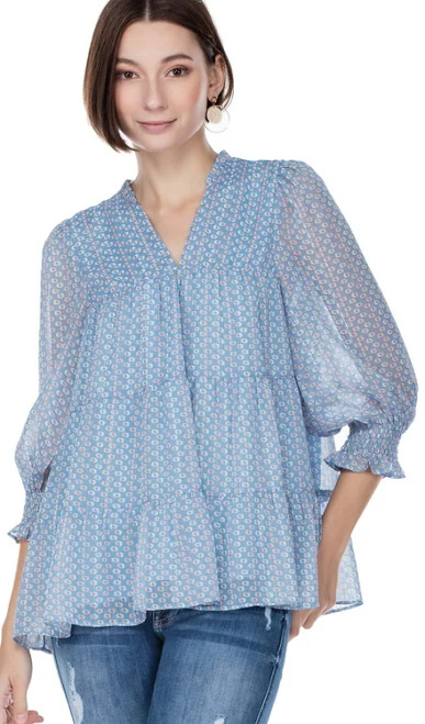 Tiered Blouse - Soft Blue Tiered Blouse - Soft Blue