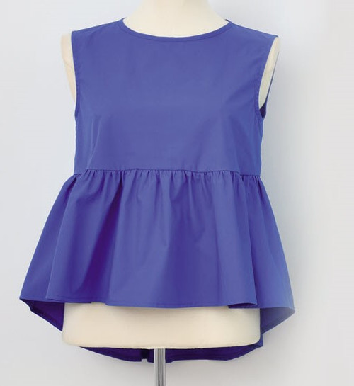 Half Ruffled Top - Cobalt