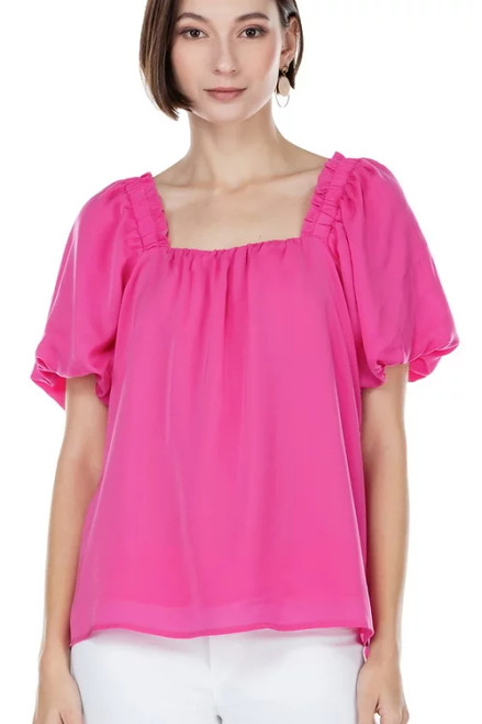 Puff Sleeve Top - Fuchsia