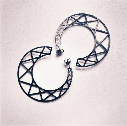 Criss Cross Hoops - Gunmetal