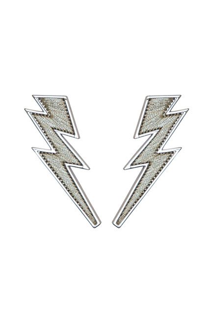 Lightning Bolt Earrings - Silver/White