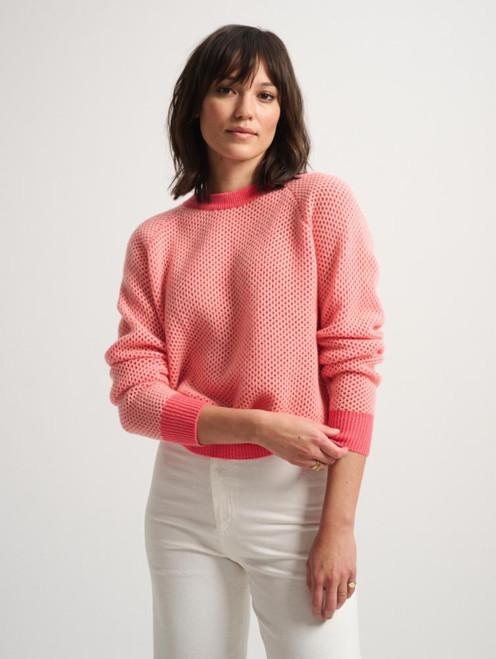 Cashmere Two Tone Mesh Sweatshirt - Coral Corco