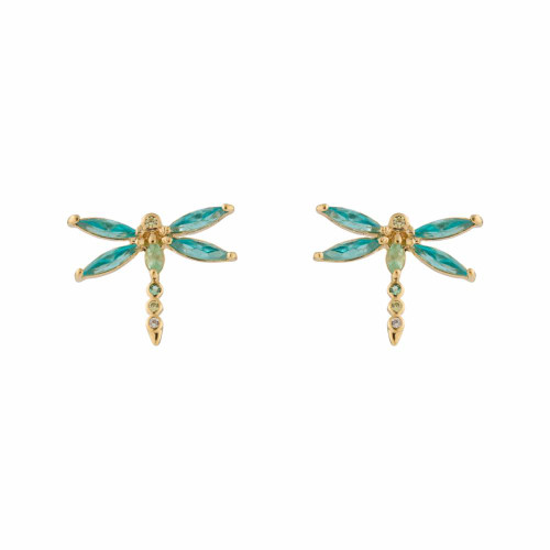 Petite Dragonfly Studs - Green Multi