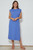 Cap Sleeve Column Dress W/ Side Slits - Blue Pea