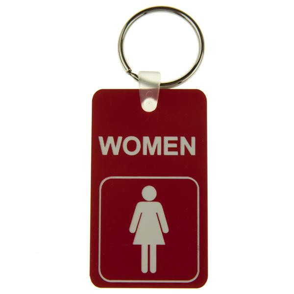 Womens Restroom Mini Engraved Key Tag 3 Inch Tall x 13/4 Inch Wide