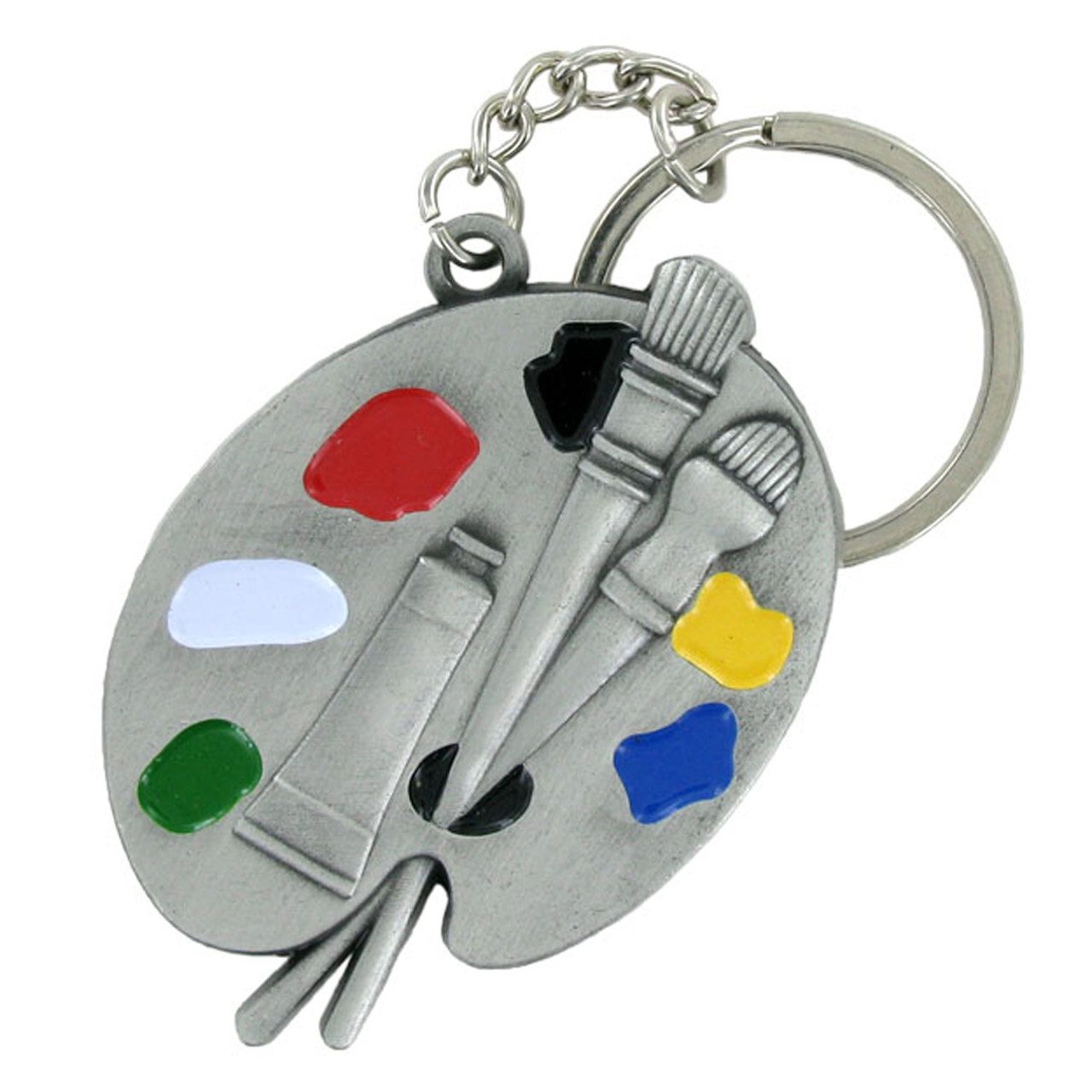 Shop for and Buy Pewter Artists Palette and Brush Keyring with