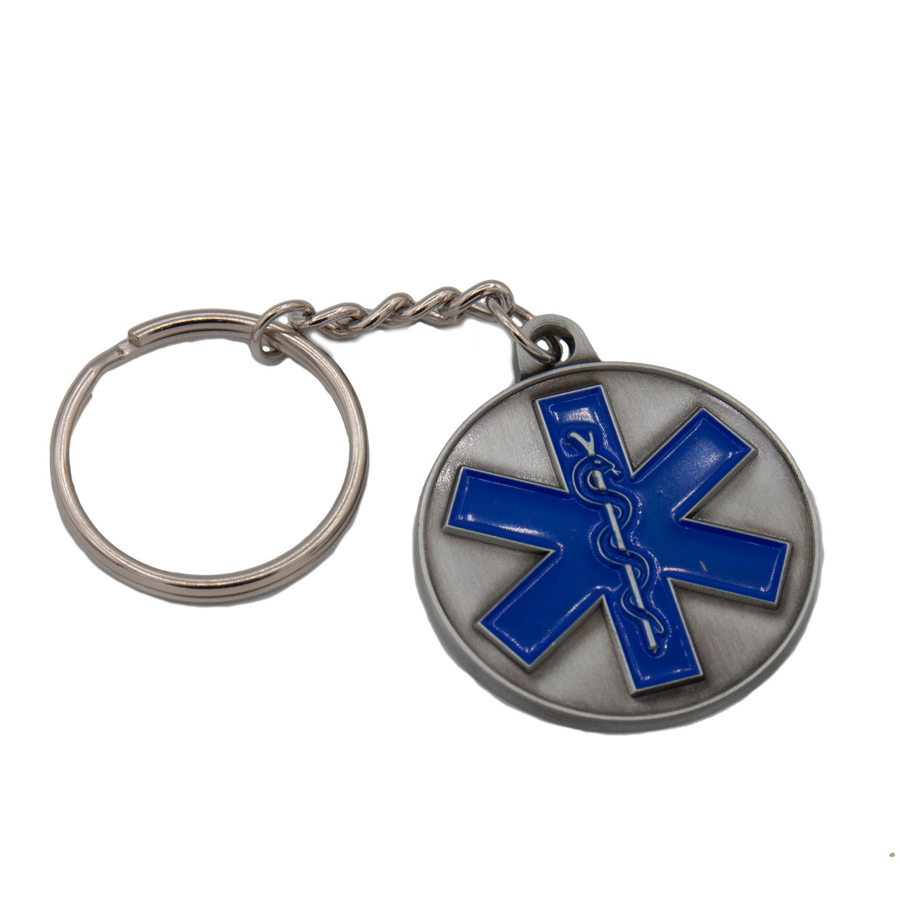 Emergency Medical Technician Keychain Blue Life Star EMT Sign