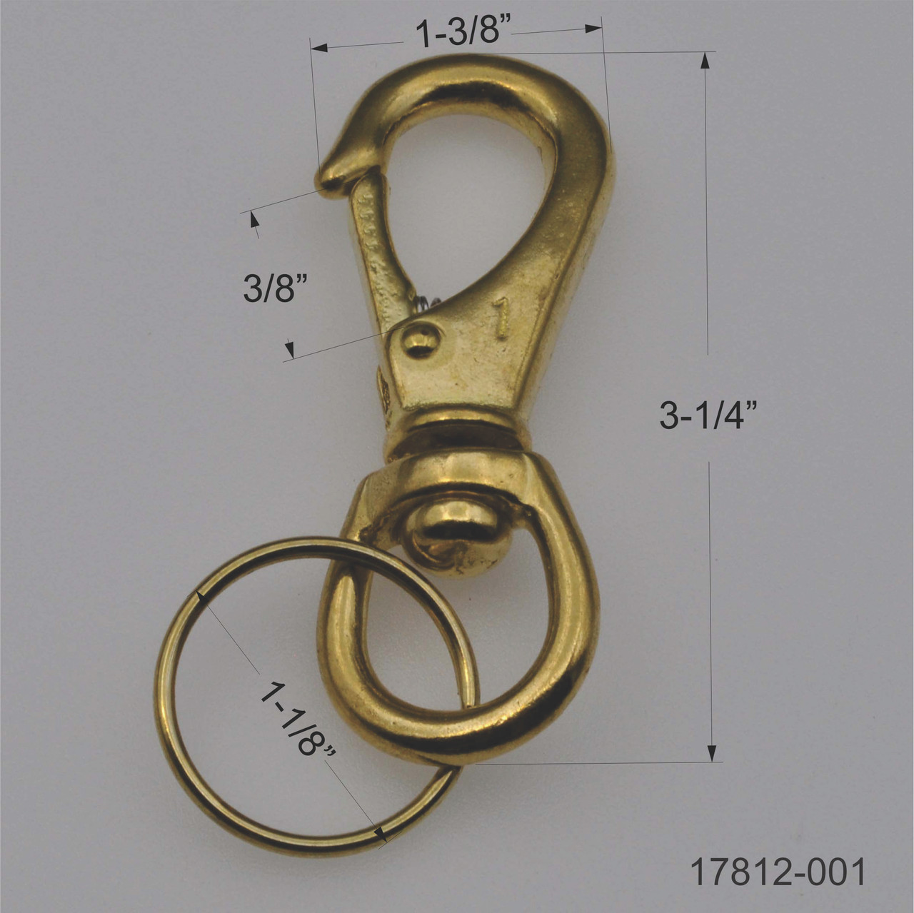 Round Fixed Eye Brass Snap Hook 3/4 x 4-1/16