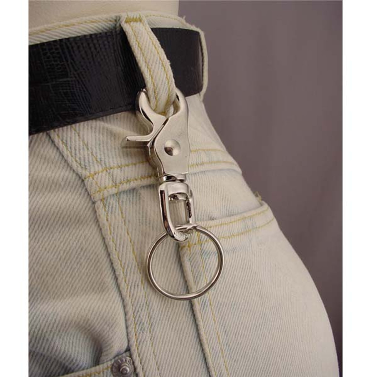 Leather Keychain w/Trigger Snap - (Natural) - Nickel Hardware - Flat Key  Ring