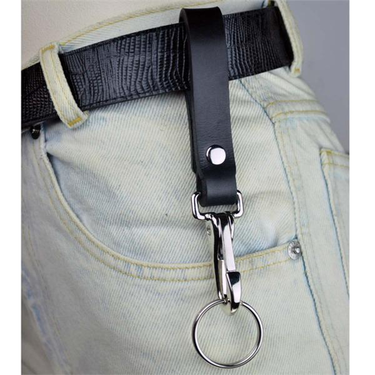 double leather key holder for belt