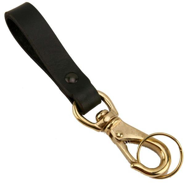 Leather Belt Key Holder Strap with Brass Boat Snap Super Duty Riveted