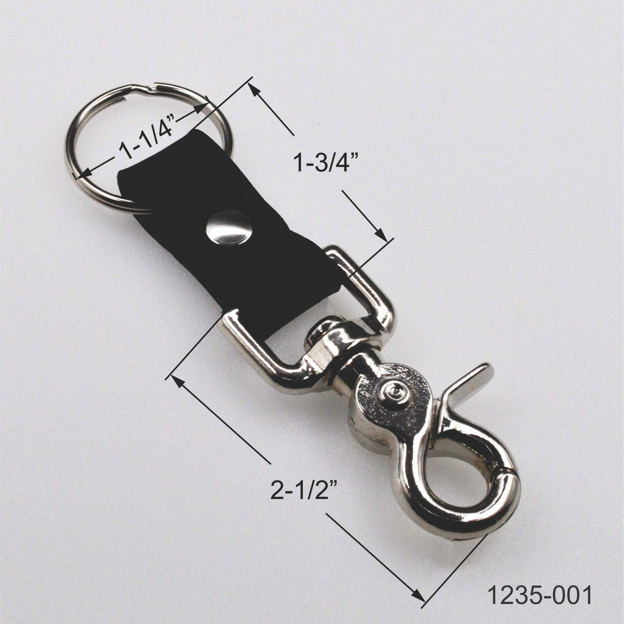 5 - 1 Inch Key Fob Hardware w/ Key Rings - Nickel Plated for