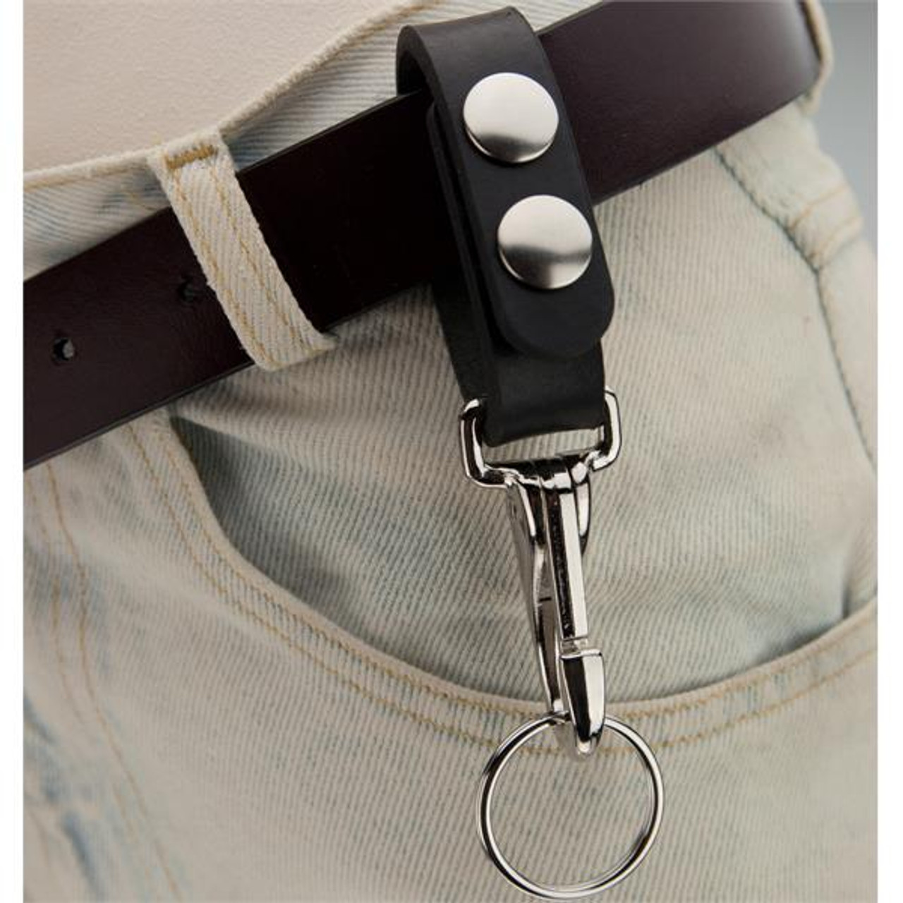 Black Leather Key Holder / Belt Loop