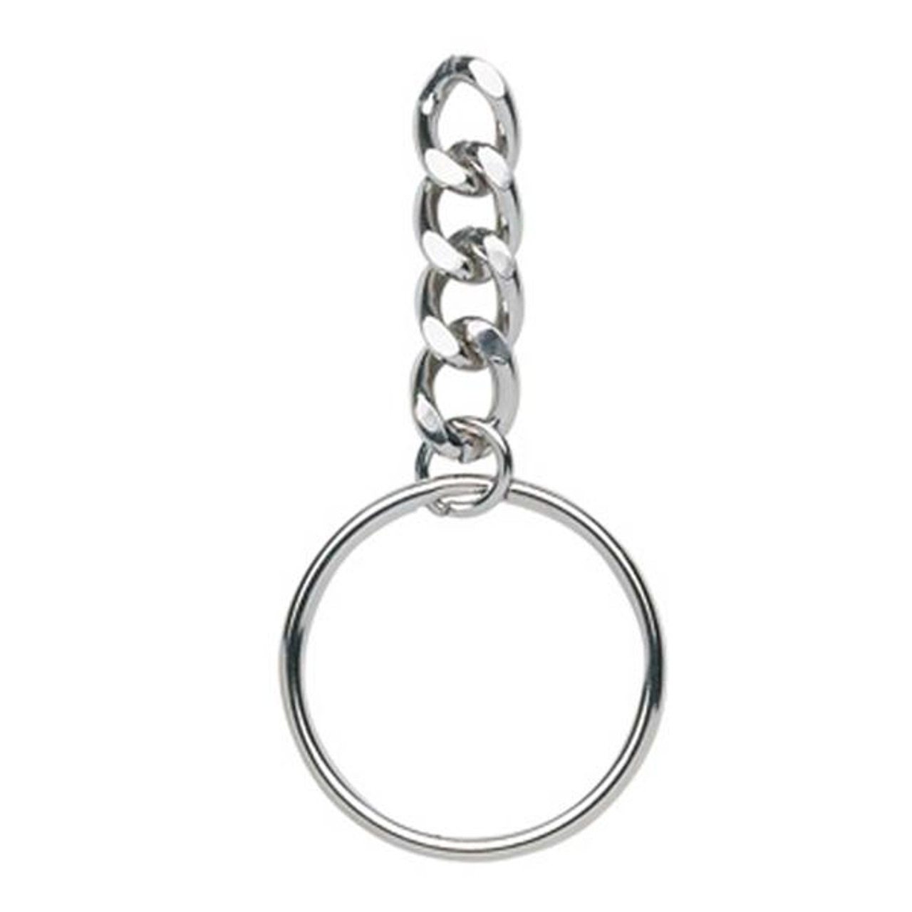 10pcs Key Chain Rings, Rhodium Plated, Starter Chain Base, Split Ring25mm  With 30mm Chain 