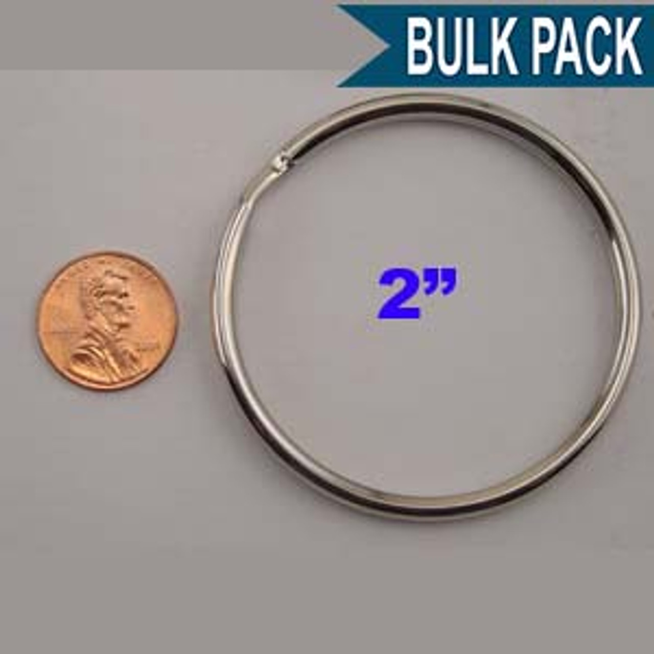 Heavy Duty Split Key Ring Nickel Plated 1-1/2 Inch Diameter (USA)-Bulk Pack  of 50