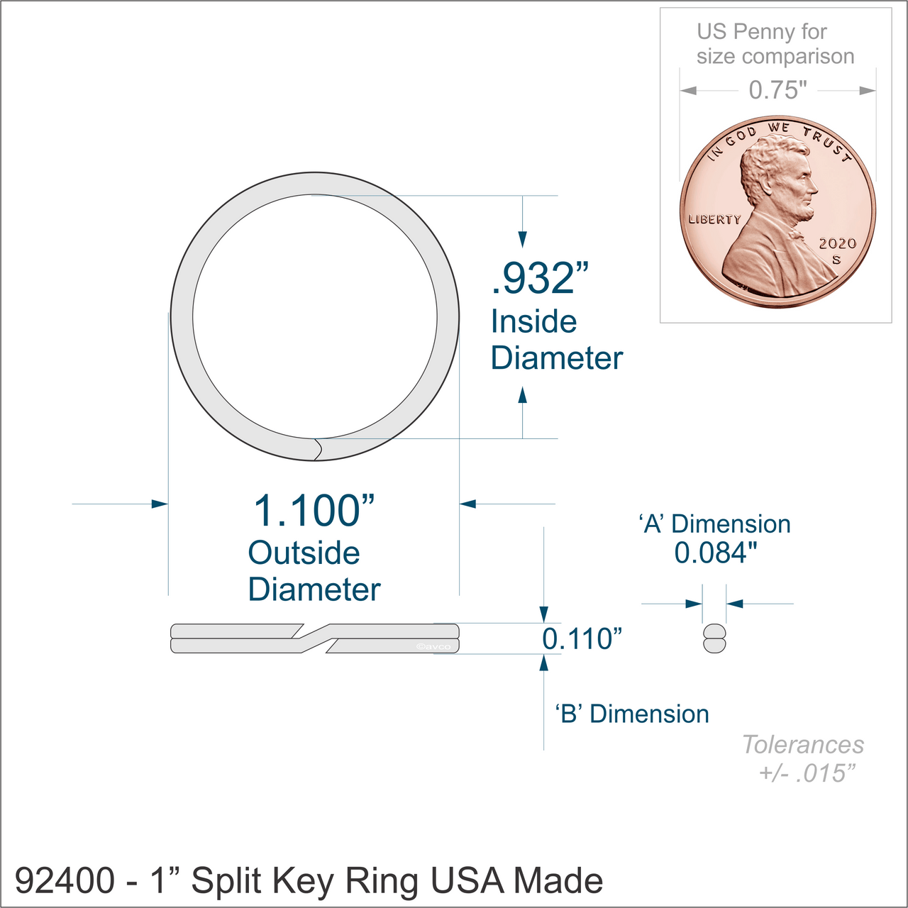 Shop for and Buy Heavy Duty Split Key Ring Nickel Plated 1 Inch ...