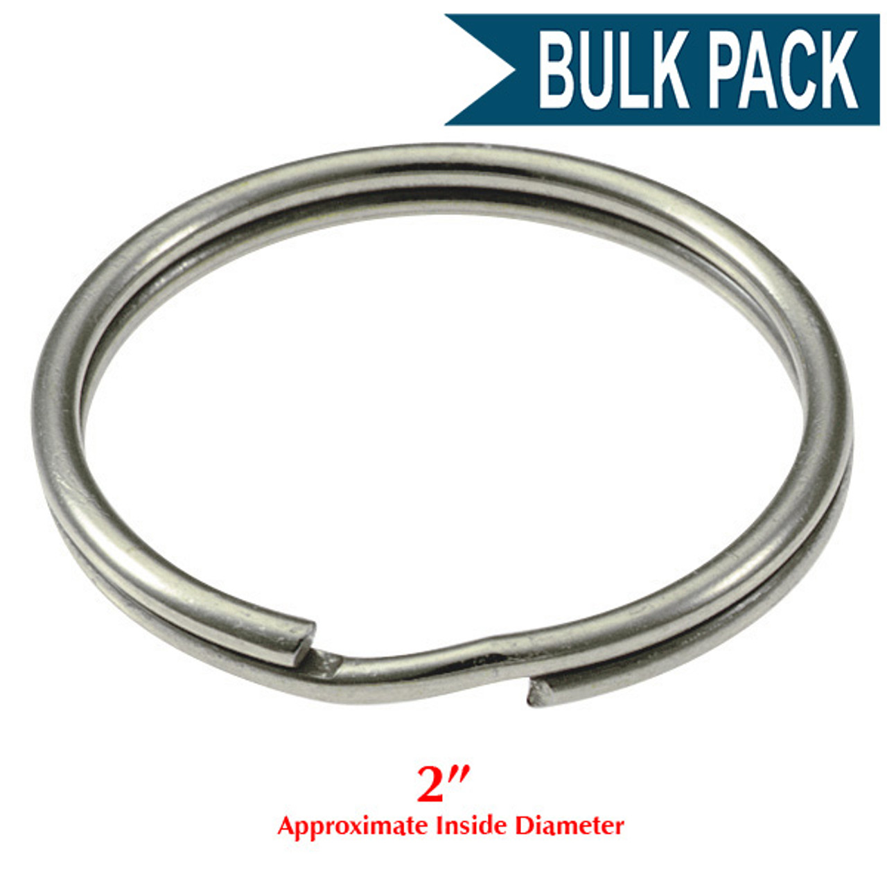 10X Quality 50Mm Keyring Split Ring Set Heavy Duty Large Nickel Key Loop  Sprung Hoop
