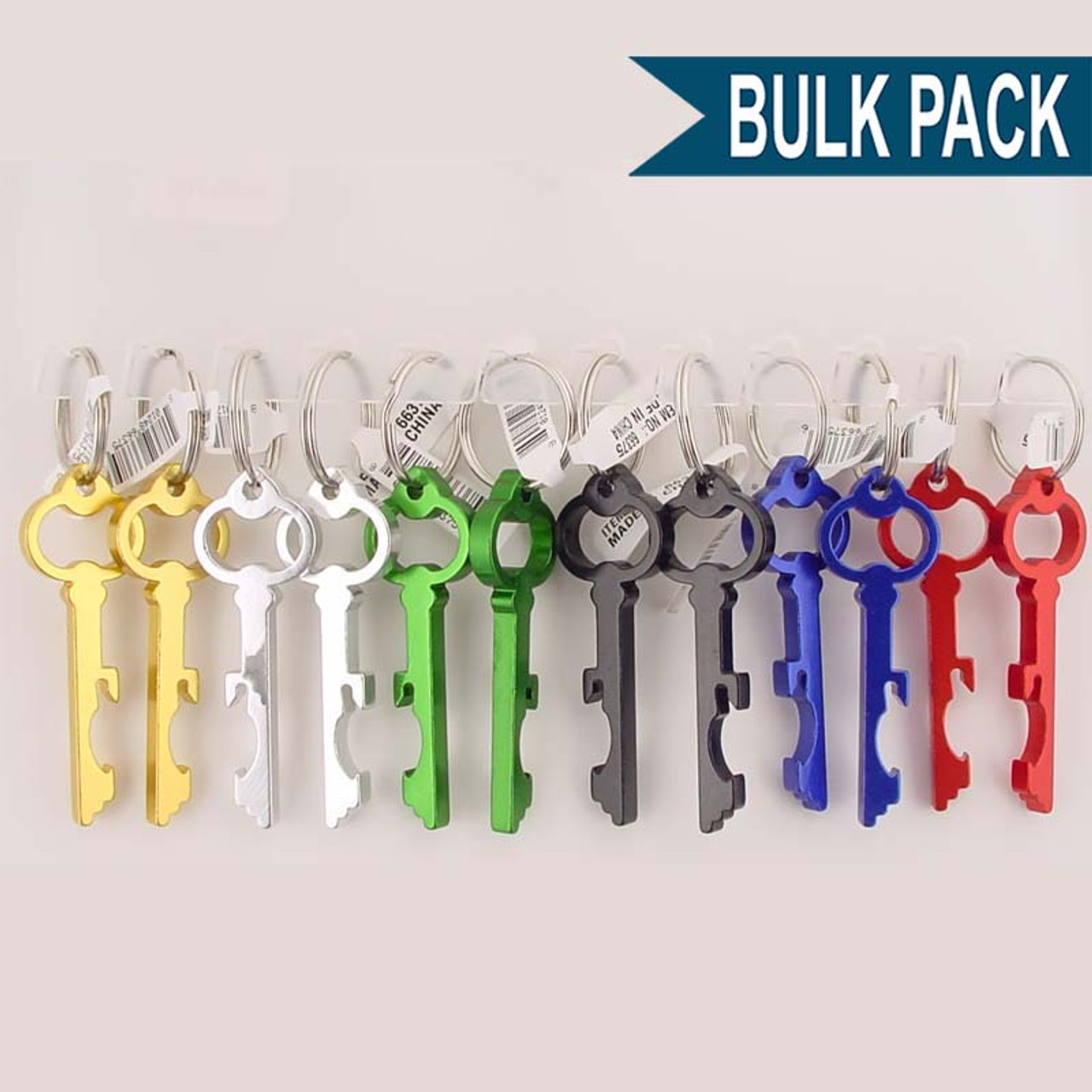 Bottle Opener Keychain Key Shape Top Popper - Bulk Pack