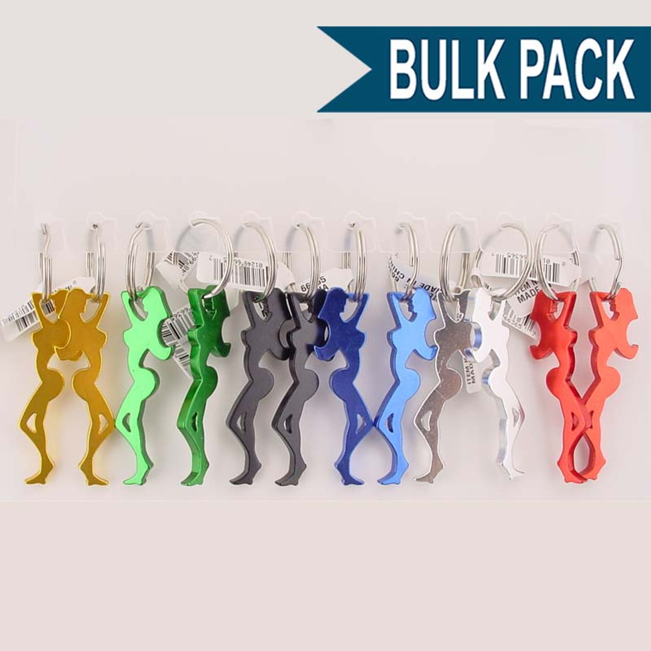 Bottle Opener Keychain Key Shape Top Popper - Bulk Pack