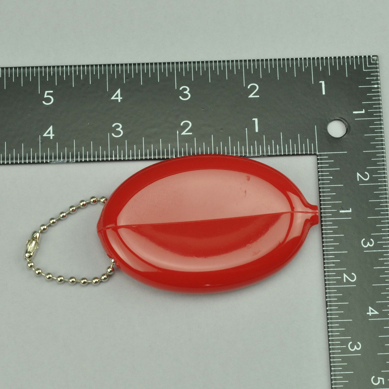 Red nylon oval coin purse