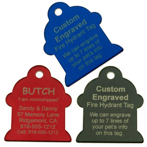 Large Fire Hydrant Pet ID Tag - Engraved