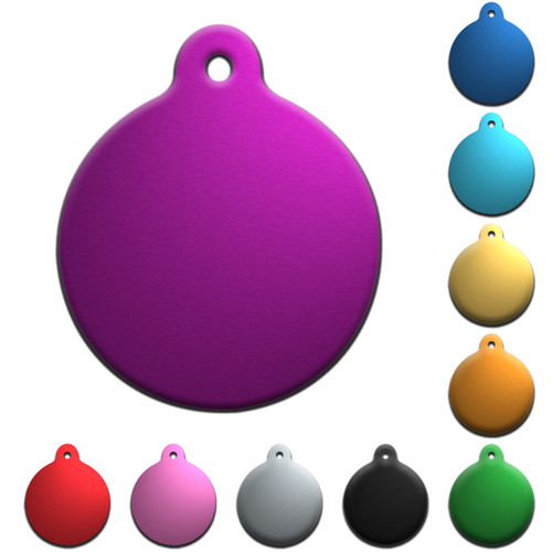 Large Round Aluminum Tag with Ear 1-1/2 Inch -BLANK All Colors