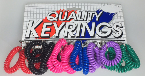 Image of  Wrist Coil Key Chains with Keyring - Bulk Pack of 24 Assorted colors