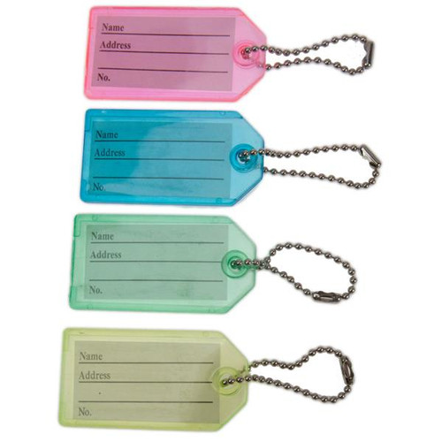 Key Identifier Tag Plastic Keytag with Bead Chain Keyring - Each by Color