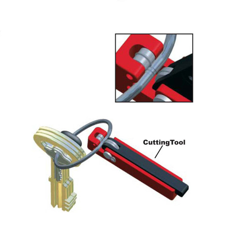 Non-Removable Cable Key Ring - Red Aluminum