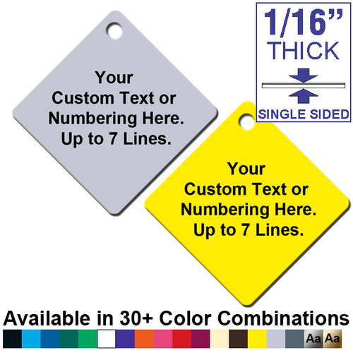 2 Inch Diamond Plastic Tag CUSTOM ENGRAVED