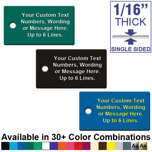 1-3/16 Inch x 2 Inch Rectangle Plastic Tag CUSTOM ENGRAVED