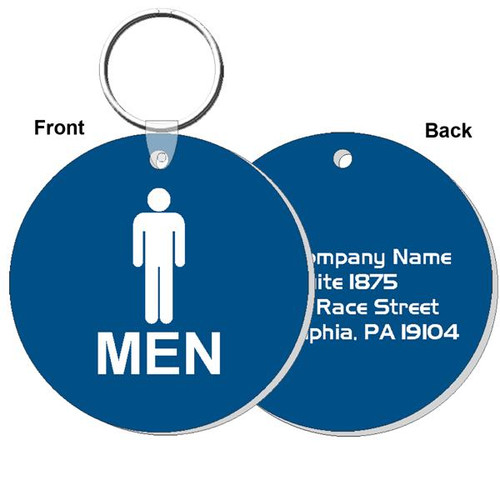 Shop for and Buy Mens Restroom Round Engraved Key Tag with Custom Back