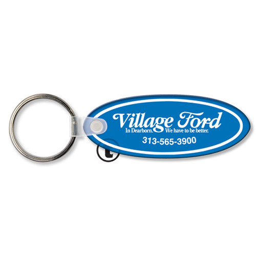 Custom Printed Soft Touch Vinyl Key Ring - Long Oval