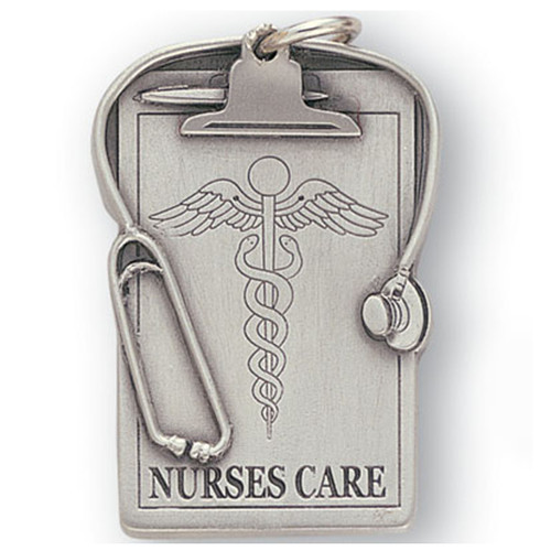 Pewter Nurses Care Keyring with Chain