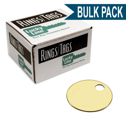 1-1/8 Inch Round Solid Brass Key Tag by Lucky Line - Imported Bulk Pack