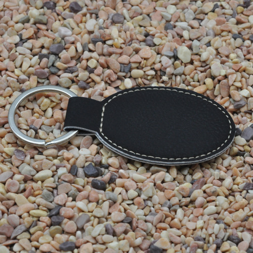 Oval Leatherette Key Fob Black