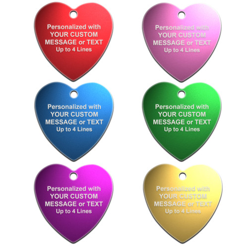 Heart Shaped Aluminum Tags Personalized with your text