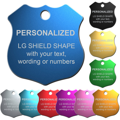 Large Badge / Shield Shape Aluminum Tag Custom Engraved