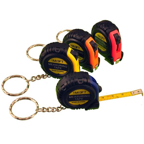 3 Foot Tape Measure Key Chain Plastic Case 12/PACK