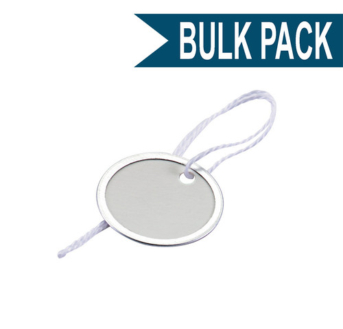 1-1/4 Inch Round Metal Rim Paper Key Tag with String BULK PACK of 100