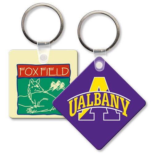 Custom Printed Soft Touch Vinyl Key Ring - Large Square with Rounded Corners