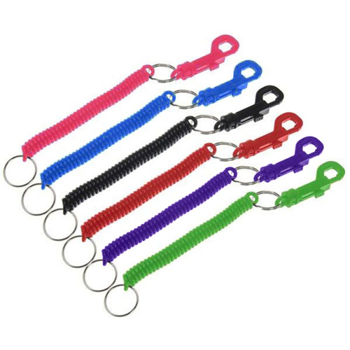 Plastic Snap Clip with Extendable Coil all colors side view