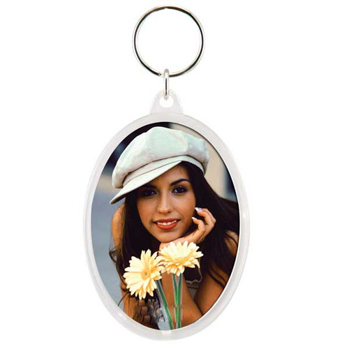 Oval Snap-Together Photo Holder Key Chain 2" x 2-7/8" Insert