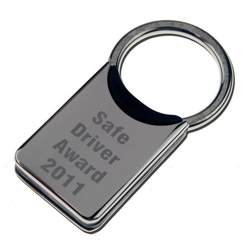 Nickel Plated Twist Top Key Ring with Black Edge - PERSONALIZED