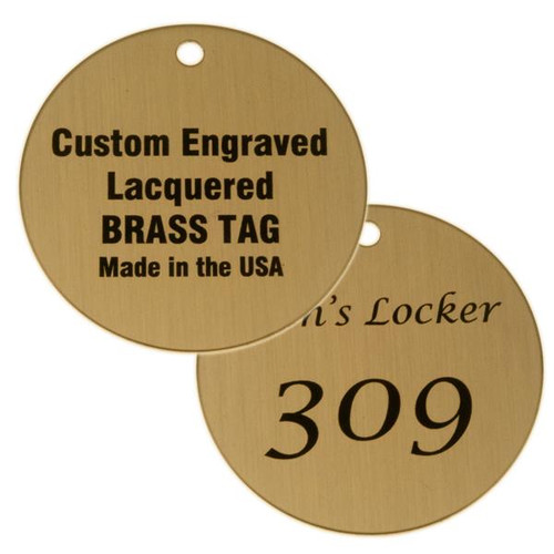 Lacquered Brass Round Tag 2 Inch - CUSTOM ENGRAVED