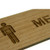 Solid Wood Medium Rectangle Restroom Keytag  - 1-3/4 Inch x 4 Inch. Men silhouette with a brass plated 4.5" beaded chain.  Closeup