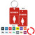 Double Sided Women's Restroom Key Tag - Engraved Mini 1-3/4 Inch x 3 Inch. Heavy duty plastic red with white lettering. Nickle plated split ring with a fold over tab connector. Color options