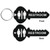 Double Sided 4 Inch Key Shape Restroom Keytag. Made of a heavy duty plastic with a plastic fold over tab and nickel platted split key ring. Pic of front and back